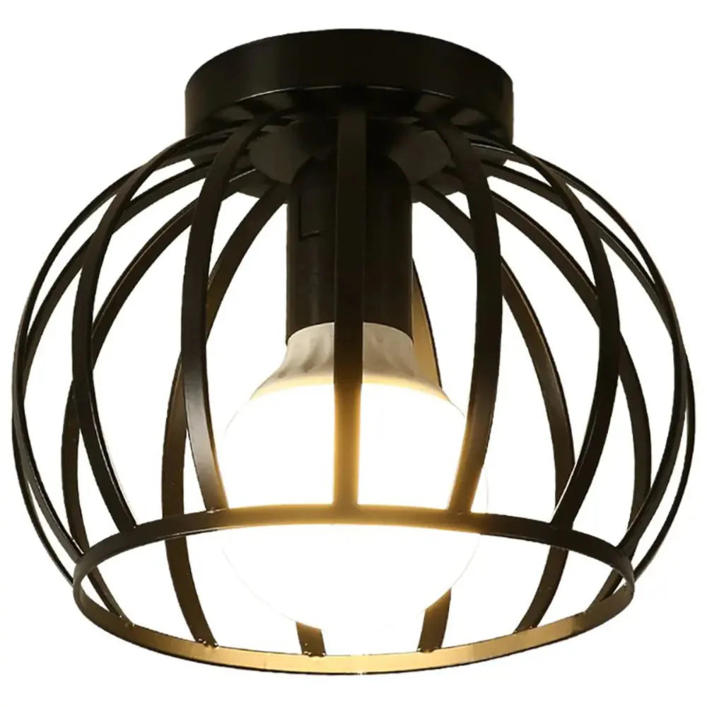 Vintage Black Metal Industrial Ceiling Light by Luminara