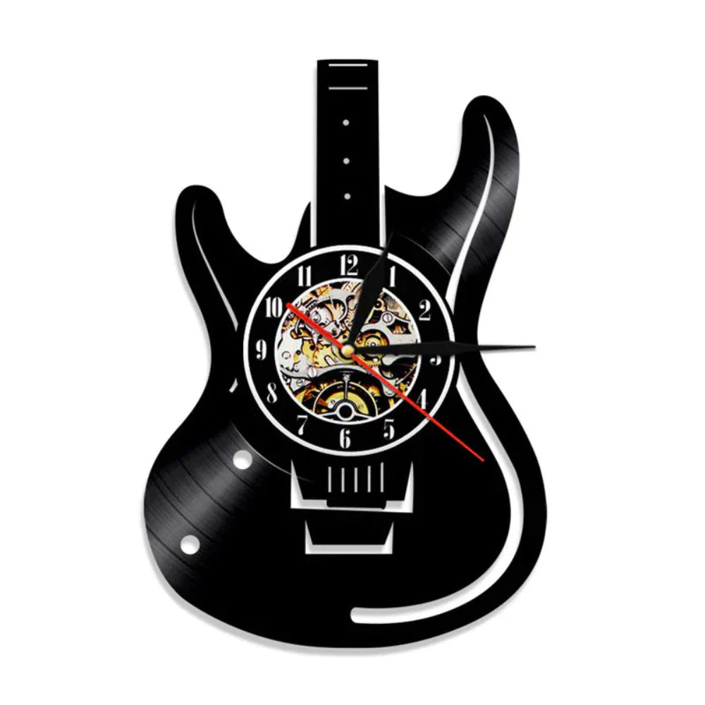 StrumTime - LED Wall Clock with Guitar Vinyl Design