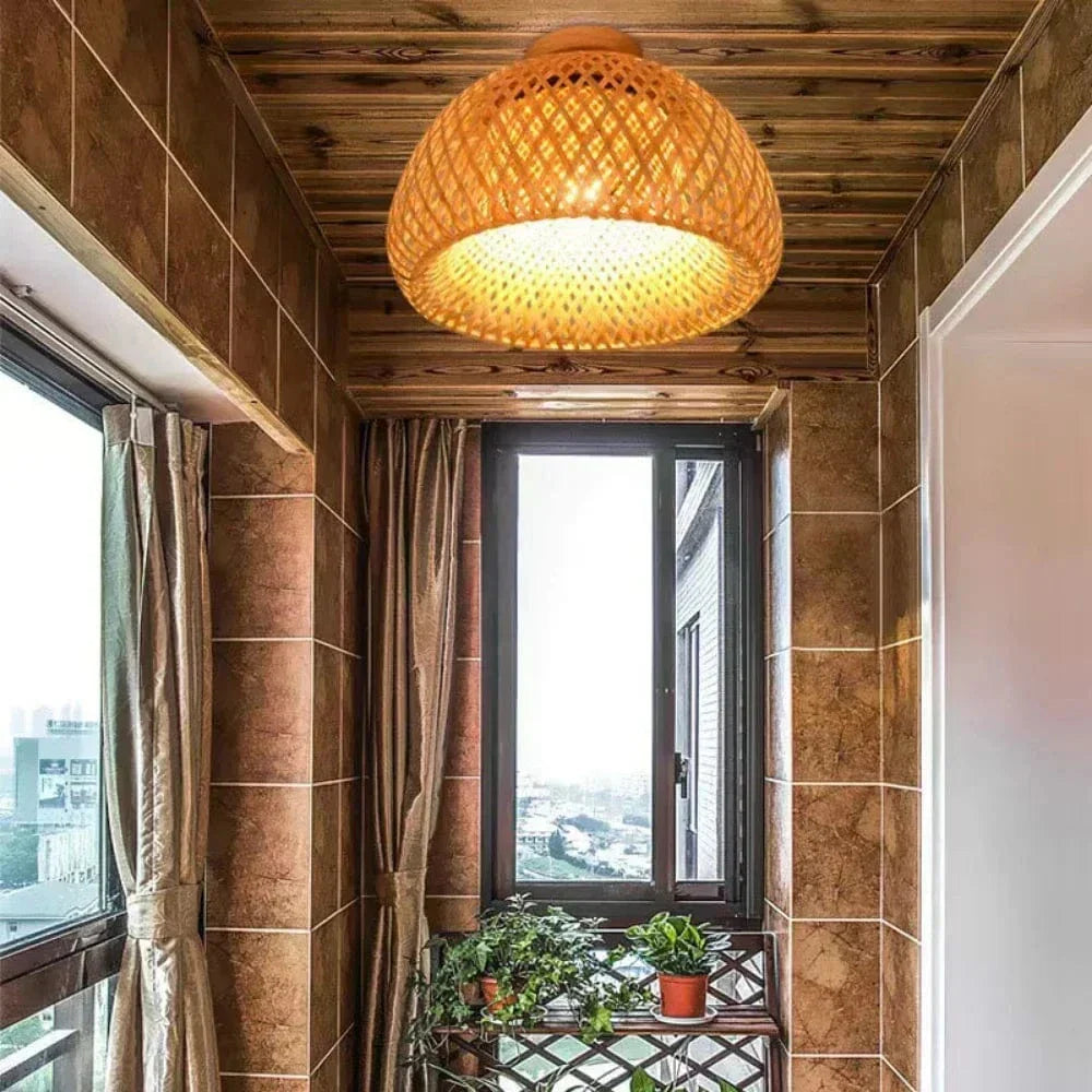 BambooGlow – Artisan Handwoven Bamboo Ceiling Light