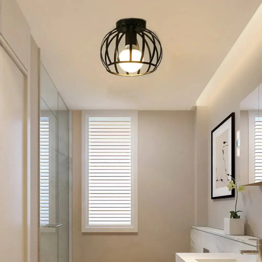 Vintage Black Metal Industrial Ceiling Light by Luminara