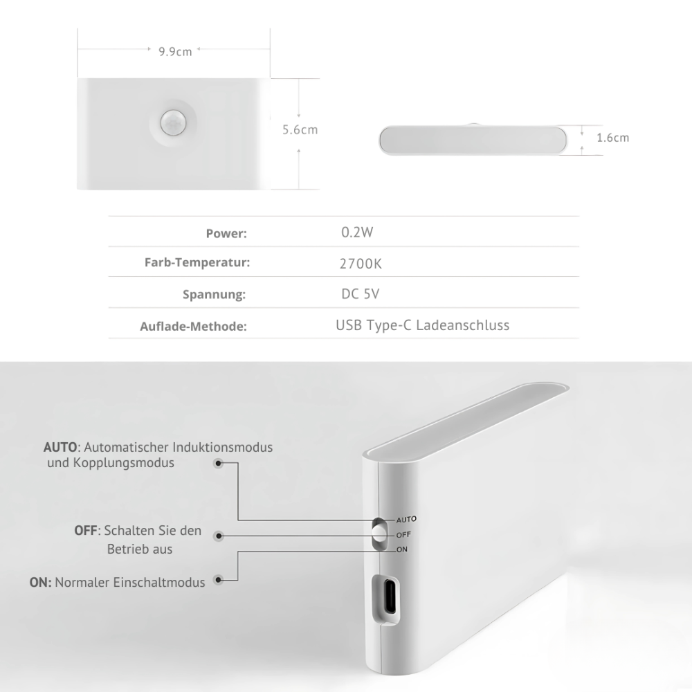 Energy-Efficient LED Night Light with Motion Sensor Activation